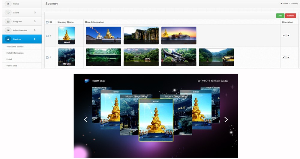 scenery introduction from iptv system for hotels