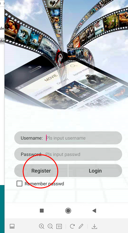 ott system register on android phone